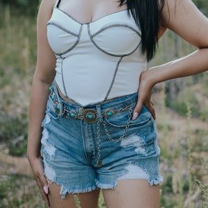 White Bustier contrast stitch crop top SIZES SMALL, MEDIUM, LARGE AVAILABLE